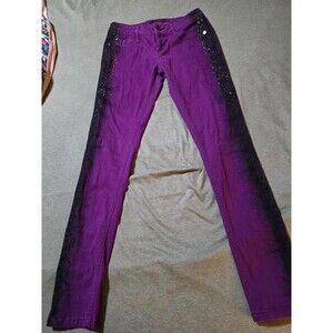 Truce Juniors Size 3 Purple Rhinestone Skinny Jeans With Dark Sides Unique Bling